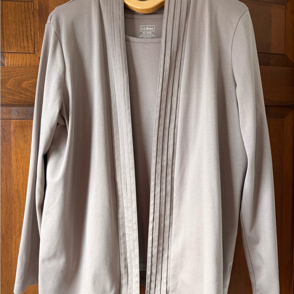 L.L. Bean Light Taupe Open Front Cardigan and Shell set